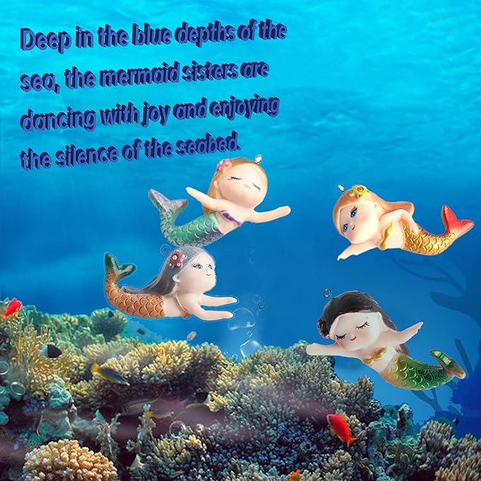 Floating Mermaid Fish Tank Decor, Cartoon Aquarium Decorations for Aquatic Pets to Play Resin Aquarium Ornaments Suitable for All Kinds of Fish Tank