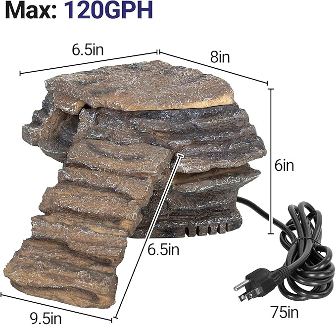 REPTIZOO Turtle Tank Filter, 120GPH Turtle Filter Basking Platform with Detachable Bridge for Climbing Ramps and Diving, Quiet Aquatic Reptile Filter Keeps Water Clean, Terrarium Decor