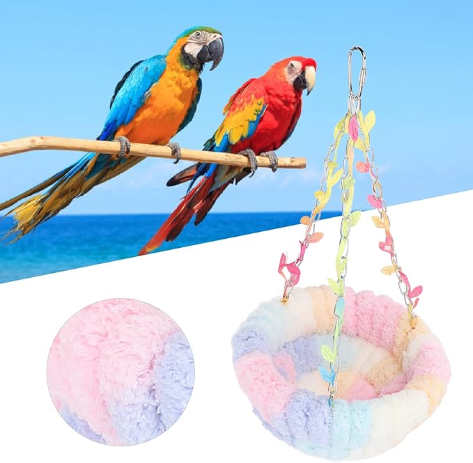 Bird Hanging Hammock, Plush Warm Bird Swing Bed Bird Cage Accessory for Parakeets Budgie Conure Cockatiel