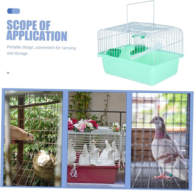 Healifty Portable Bird Cage with Perch Food Box Water Bottle Spacious Metal Travel Carrier for Small Birds Parrots Lovebirds and Multiple Small Animals Comfortable Movement Random Color