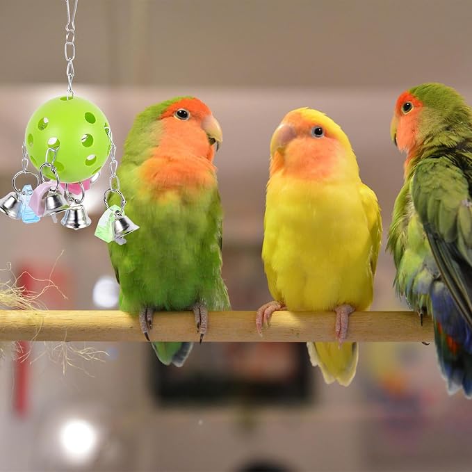 Alasum Parrot Hanging Bell Ball Colorful Chew Bird Cage with Bell for Cage Decoration Suitable for Pet Parrots and Birds