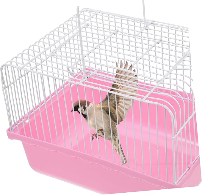 Mikikit Portable Pet Carrier Birdcage for Lovebirds Small Animals Lightweight Travel Cage with Transparent Window for Parrots Hamsters for Indoor Travel Use