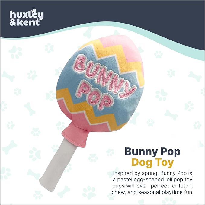Huxley & Kent Funny Dog Toy w/Squeaker – Power Plush Squeaky Dog Toys for Small, Medium & Large Dogs – Soft Stuffed Animal for Indoor Play & Fetch - Bunny Pop, Small