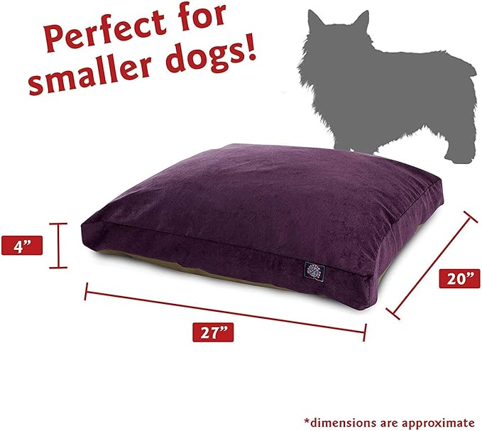 Majestic Pet Villa Rectangle Dog Bed Washable – Non Slip Comfy Pet Bed – Crate Bed with Removable Washable Cover – Kennel Bed for Sleeping, Polyester Fiber, Small, Aubergine