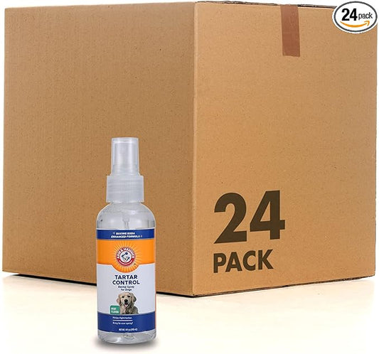 Arm & Hammer Tartar Control Dental Spray for Dogs, Mint Flavor Breath Freshener, Brushless Teeth Cleaning Oral Care with Baking Soda, Helps Reduce Plaque and Tartar Buildup, 4 Fl Oz - 24 Pack