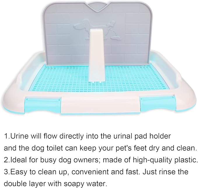 Dog Toilet Indoor Training Pad for Puppies, Leakproof Potty Tray for Cats, Scheduled Urination for Dog, Suitable for Small Pets, Made of HighQuality Plastic, 18.3 X 13.9 X 9.3in (Blue)