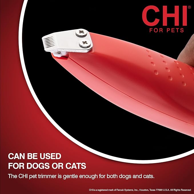 CHI for Pets Small Area Pet Hair Trimmer for Dogs and Cats, Cordless USB Rechargeable Grooming Clipper, Spot Trimming Tool for Paws, Face, and Ears, Extra Small Blade for Sensitive Areas