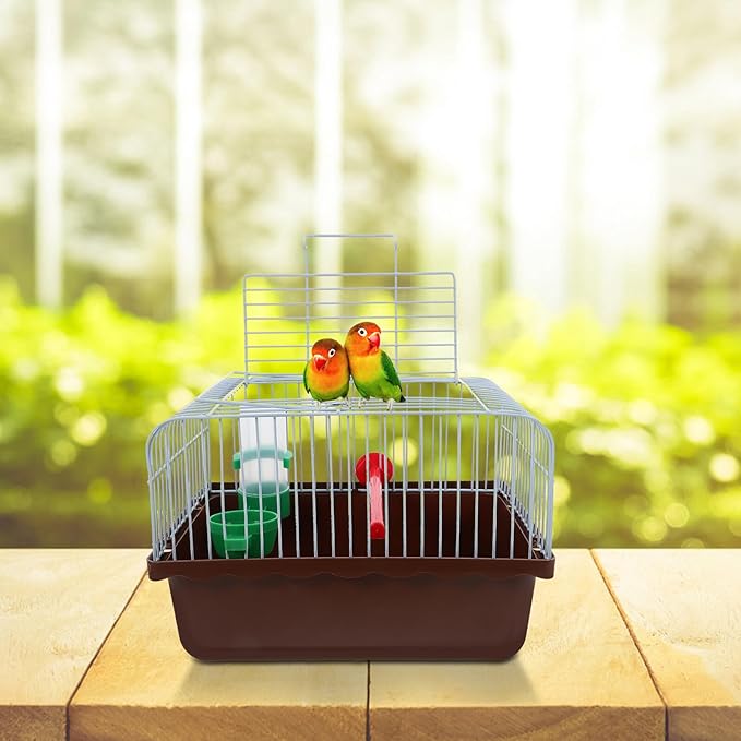 LALAFINA Portable Bird Cage for Travel with Perch Food Box Waterer Abs Iron Construction Spacious Lovebird and Small Parrot Carrier Carry Bird Travel Crate for Outdoor Use