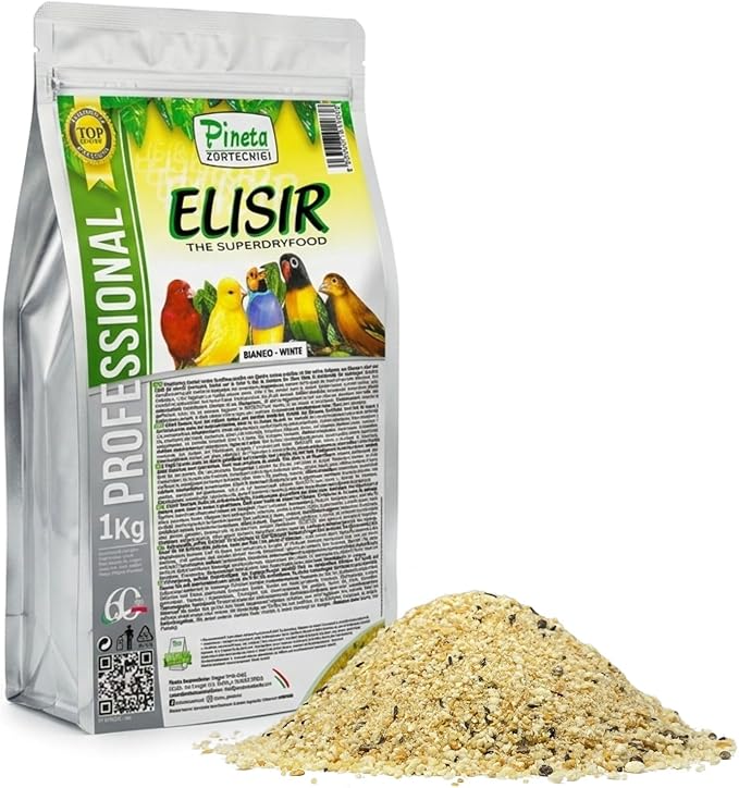 PINETA Elisir Superdryfood White 1 Kg - Egg Paste, High Protein & Fat Bird Food for Breeding and Daily Feed for Canaries Finches Parrots and Other Small Birds No Color Added