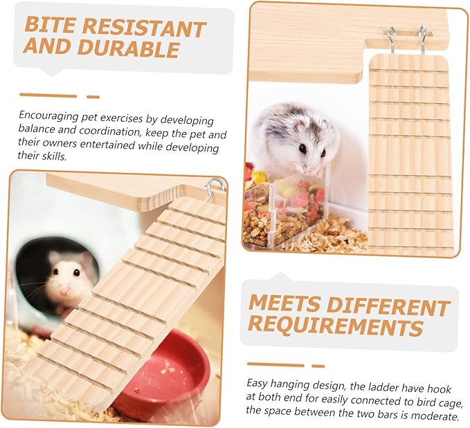 LIOOBO 1set Wooden Hamster Platform Hanging Ladder Fun Plaything for Pets Promotes Exercise Coordination Random Style Design for Hamsters Guinea Pigs