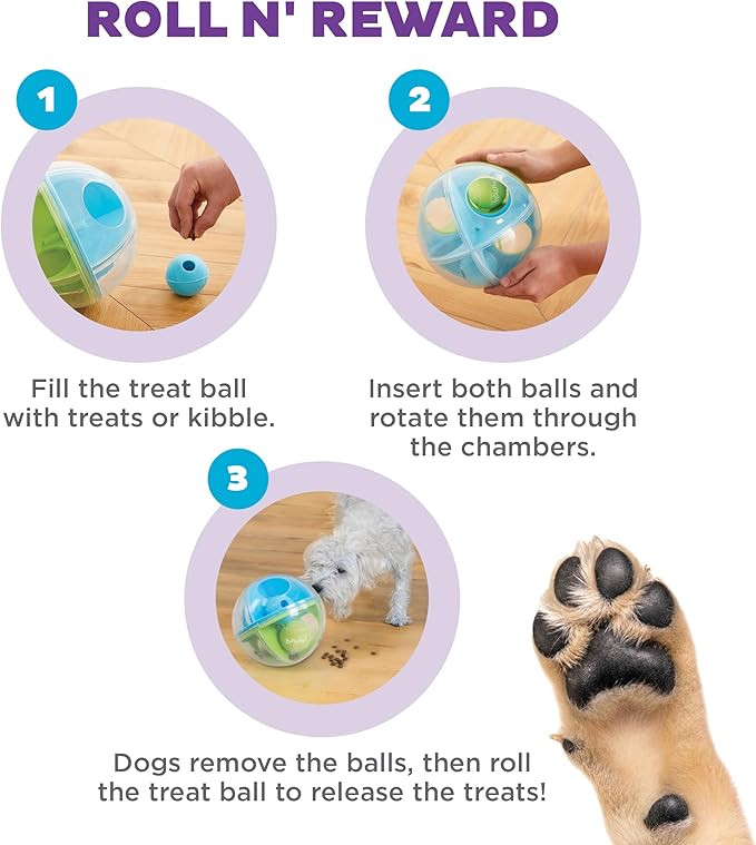 Outward Hound by Nina Ottosson A-Maze Ball Dog Treat Puzzle Ball, Level 2 Intermediate, 8.46" Diameter, Green