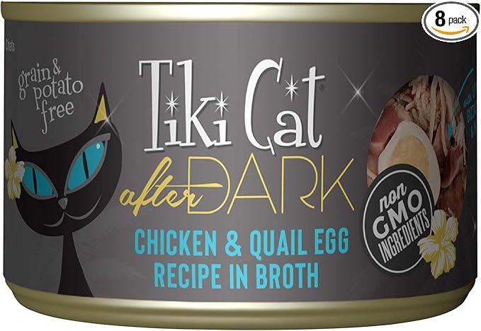Tiki Cat After Dark Wet Cat Food, Chicken & Quail Egg, 5.5 oz. Cans (8 Count)