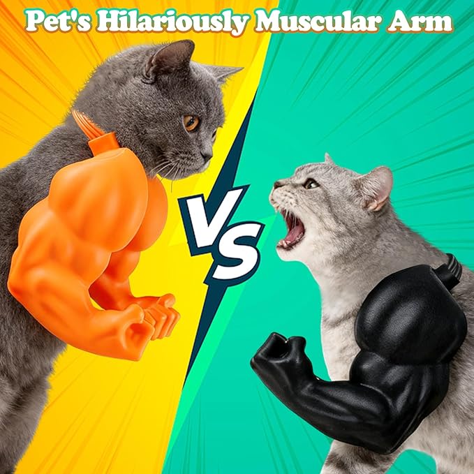 babyye Cat Toys Muscle Arms, Funny Printed Cat's Neck Arm with Muscle, Cats Costume Accessory for Pet Dress-Up, Cosplay, Christmas Parties & Photos (Black)