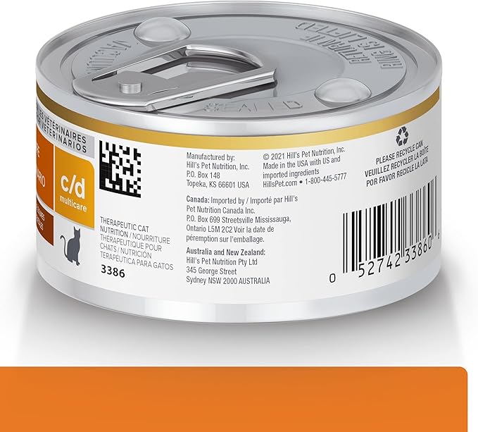 Hill's Prescription Diet c/d Multicare Urinary Care Wet Cat Food, Chicken & Vegetable Stew, 2.9 oz. Cans, 24-Pack