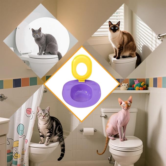 Cat Toilet Trainer Kit - Portable Litter | Reusable Cat Litter Toilet Training Kit with Urinal Potty, Easy to Clean, Ideal for Kittens, Pets, Home, Travel, RV, Apartment & House Use