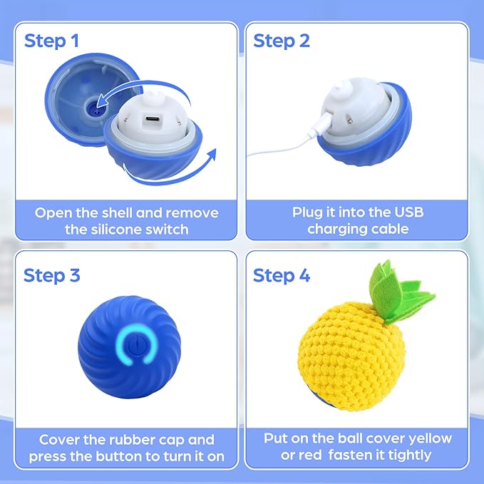 2Pcs Interactive Dog Ball Toys,Smart Small Medium Dog Toys to Keep Them Busy with 3 Cover, Automatic Rolling and Jumping Pet Balls Ball for Dogs,Pet Interactive Toy Balls.Not for Aggressive Chewers.