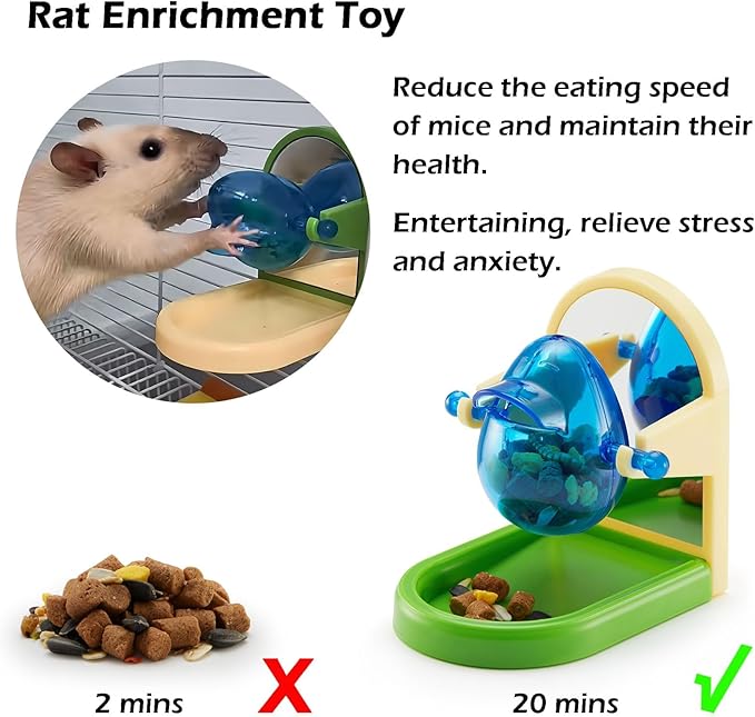 Rat Enrichment Bundle Interactive Puzzle Feeders with Adjustable Climbing Gym Set Includes 2 Foraging Toys and Flexible Wooden Ladder for Rats Mice Small Birds Cage Accessories