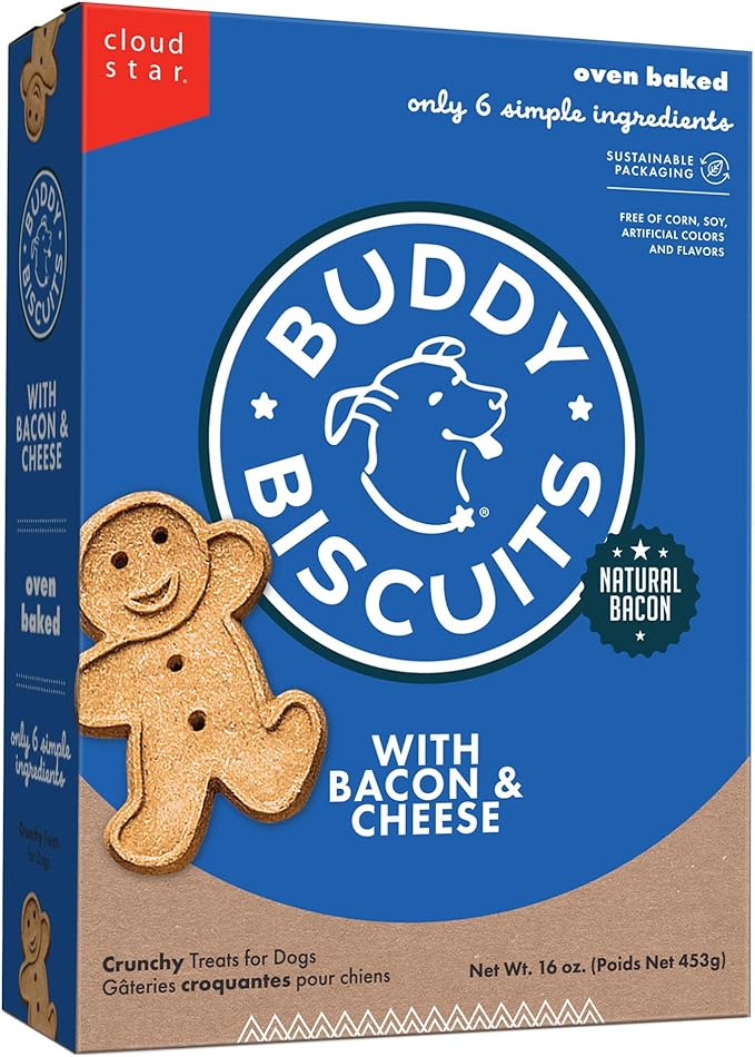Buddy Biscuits Crunchy Dog Treats, Bacon & Cheese, 16 oz. Box