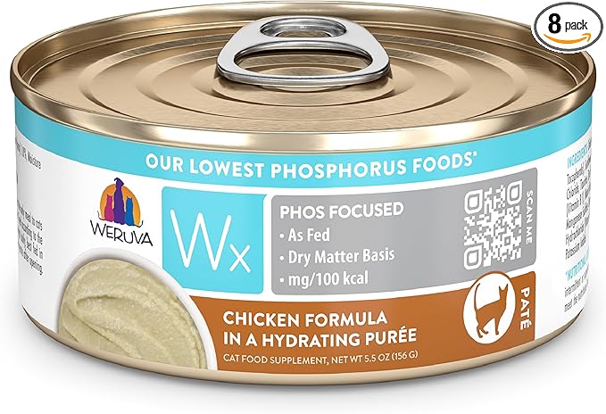 Weruva Wx Phos Focused Chicken Formula in a Hydrating Puree 5.5oz Can, Pack of 8