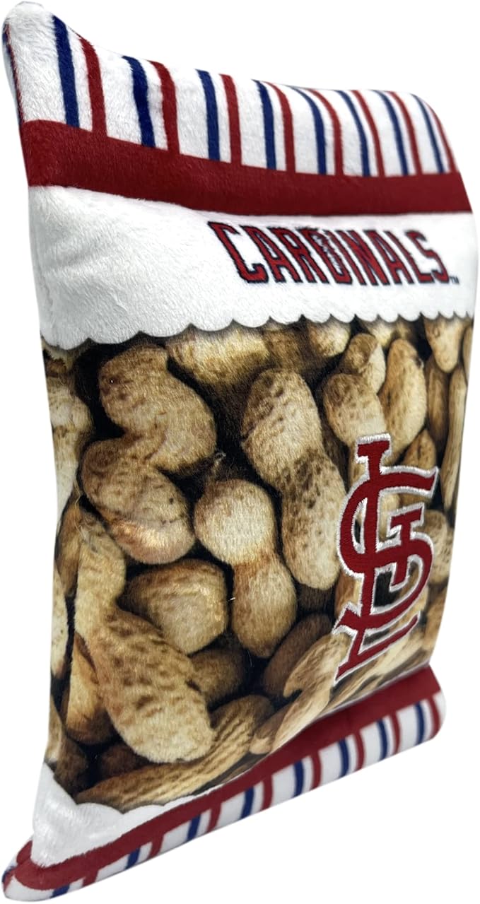 MLB St. Louis Cardinals Plush Peanuts Snack Toy for Dogs & Cats with Embroidered Team Name & Logo with Inner Squeaker
