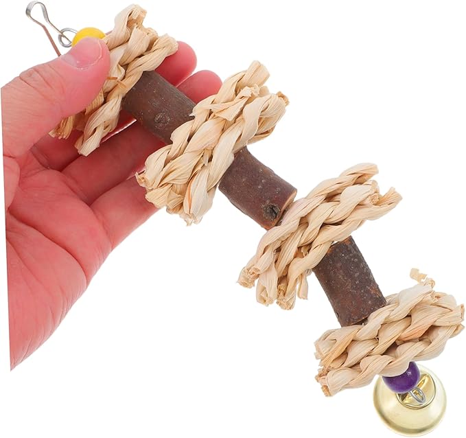 Milisten 3Pcs Natural Straw Woven Parrot Chew Bird Hanging Biting for Parakeets Parrots Engaging Bird Cage Accessories for Chewing Enrichment