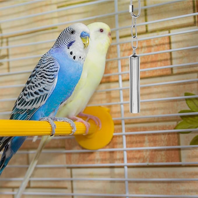 Squirrel-Shaped Stainless Steel Bell for Parakeets and Large Parrots Bird Cage Accessory for Chewing and Playing Hand Shaking Bell for Interactive Pet Entertainment