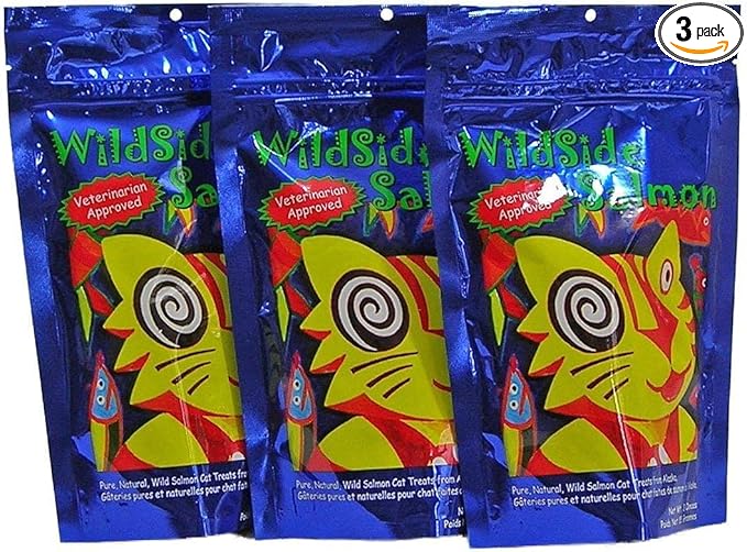 WildSide Salmon - Wild Alaskan Salmon Freeze Dried Cat Treats - Healthy and Organic Cat Food - 3 Ounces (3 Pack)