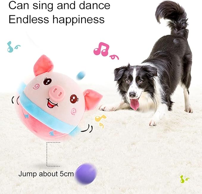 Interactive Dog Toys - Active Moving Pet Plush Toy Ball Washable Cartoon Electronic Bounce Toy Active Rolling Ball for Dog, Cats(A)