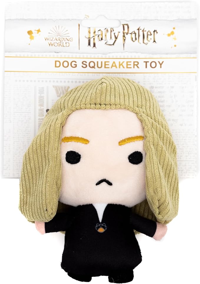 Buckle-Down The Wizarding World of Harry Potter Squeaky Plush Dog Toy for Large, Medium & Small Dogs, Lucius Malfoy Standing Charm Full Body Pose, 2.5" x 5.5"