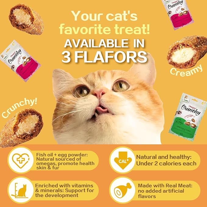 Omegas Crunchy Cat Treats Kitty Snack 60g, (60g, Tuna)