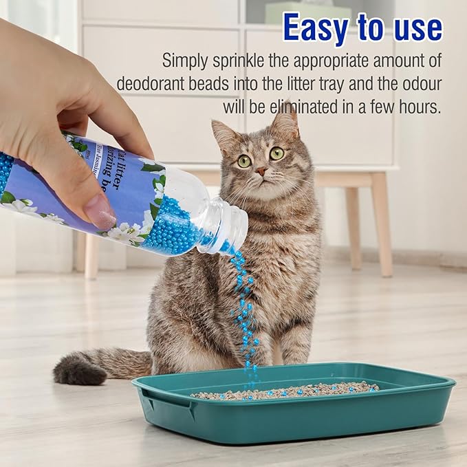 Cat Litter Box Deodorant - Beads & Crystals | Eliminate Cat Stink, Neutralize Odor, 8.5 oz (2 pcs)