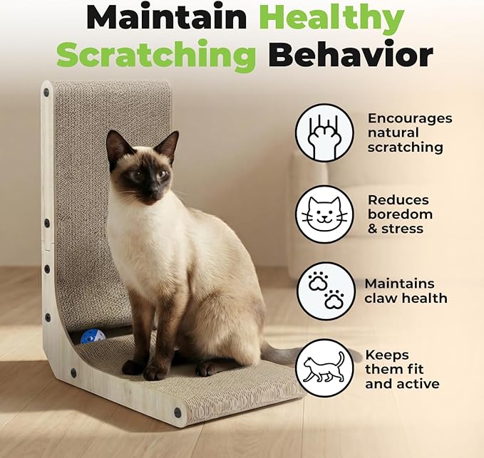 Best Pet Supplies Catify Cat Scratcher, Fun Interactive Scratchers, Posts, Poles, Claw Safe, Furniture Saver Indoor Play Support Natural Cat Behaviors Heavy Duty - L-Shape Scratcher, 15.2 x 9.45