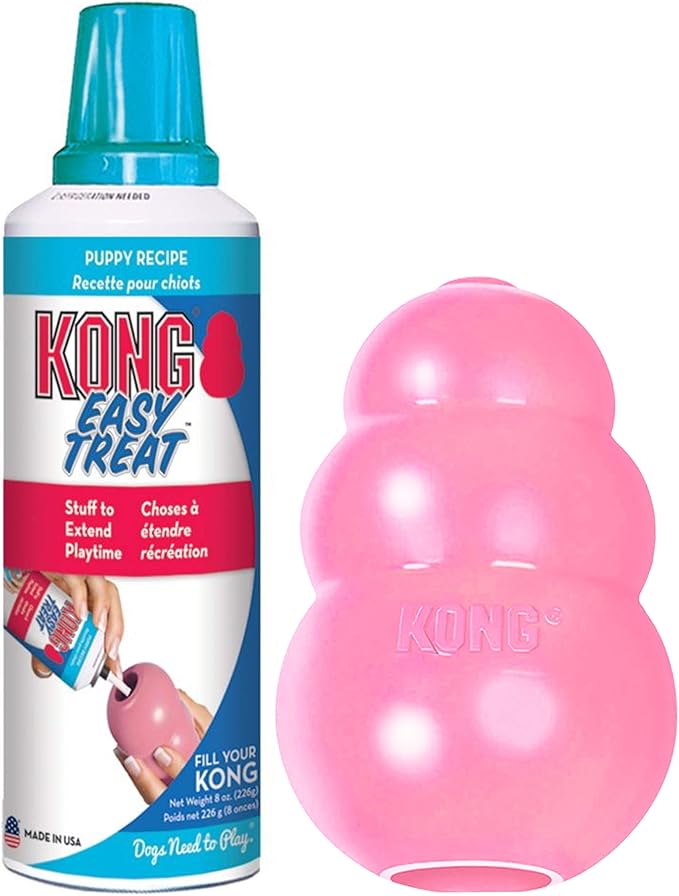 KONG - Puppy Toys for Teething with Puppy Easy Treat Stuffing (Colors May Vary) - for Medium Puppies