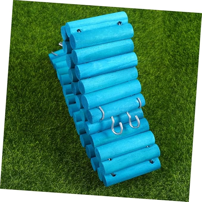 Mobestech Pet Wooden Climbing Ladder for Hamsters and Parrots, Round Wood Rainbow Step Ladder 6x40cm, Bird Cage Accessory for Small Pets’ Exercise and Climbing