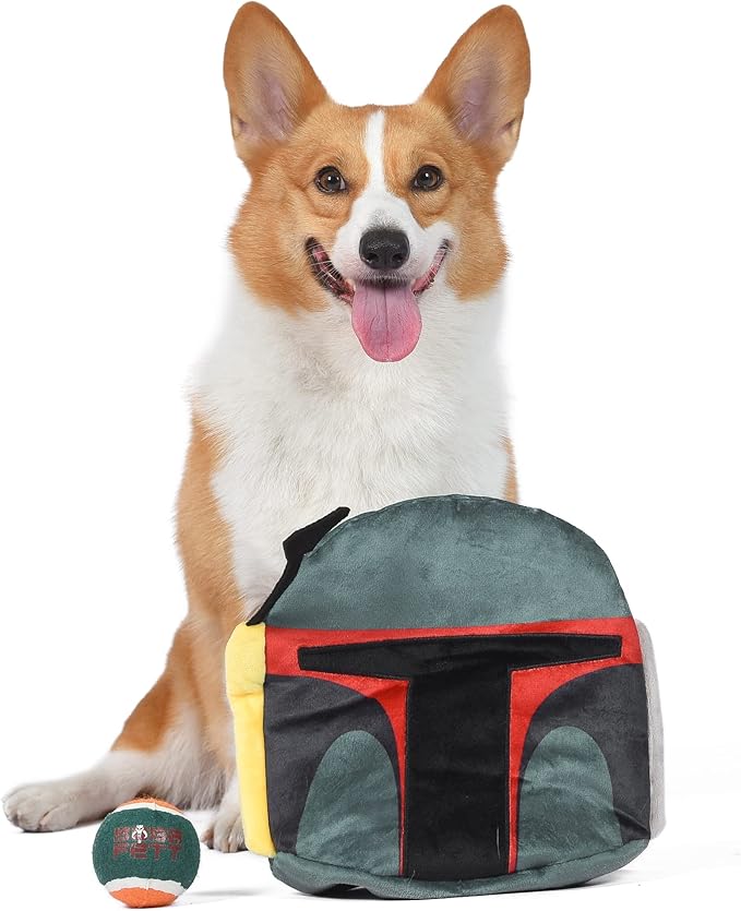 Star Wars for Pets Boba Fett Fetch It Helmet Tennis Ball Dog Toy | Fetch Toy with Ball for Dogs | Dog Toys, Crinkle Dog Toys, Fan Gifts Pet Gifts, 11 Inch (FF19191)
