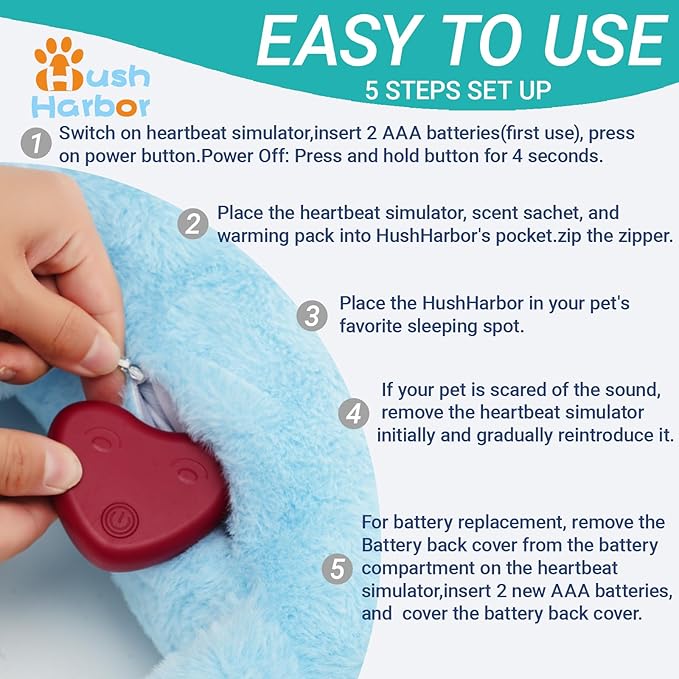HushHarbor Puppy Heartbeat Toy Pillow, Anxiety Relief Sleep Aid, Sloth-Shaped Protects Neck Dog Plush Toys,Cat Neck Pillow & Pet Calming