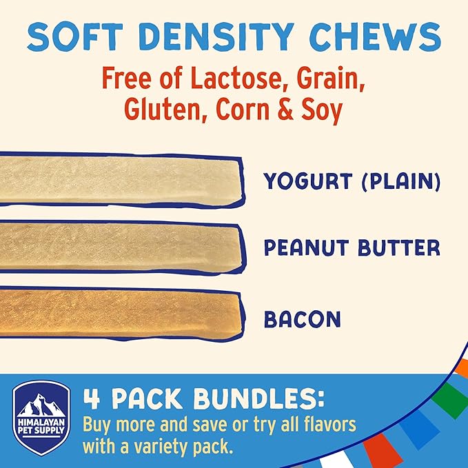 Himalayan Dog Chew Yogurt Sticks, Plain Flavored, Dog Treats With Prebiotics, Probiotics & Protein, Digestive Support, Lactose & Gluten Free, Natural Dog Treat for All Breeds, Made in America, 5 Count