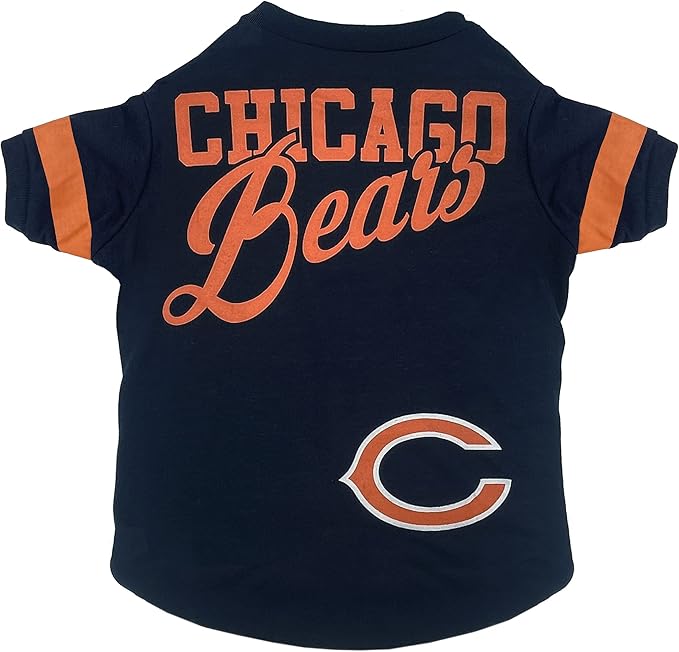 Pets First NFL Chicago Bears Striped Dog & Cat T-Shirt, Medium. Football Pet Shirt for NFL Team Fans. New & Updated Fashionable Design, Durable & Cute Sports PET TEE Shirt Outfit, CHI-4146-MD