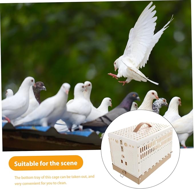 Mipcase Foldable Plastic Pigeon Cage Lock Portable Bird Transport Carrier with Handle for Small Pets Easy Assembly and Storage Suitable for Pigeons Birds Rabbits and Kittens