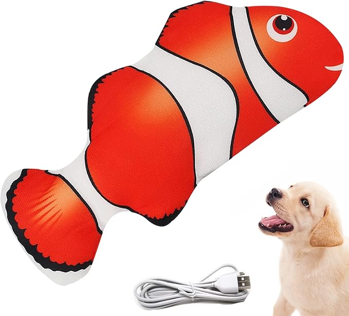 VAIZIQ Realistic Flopping Fish Dog Chew Toy - Electric Moving Interactive Pet Toy for Small Medium Dogs, Chew Rocking Toy for Indoor Outdoor Exercise