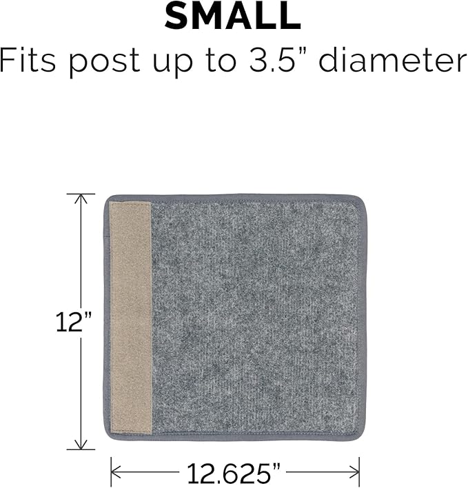Furhaven Wrap Around Scratching Post Cover for Indoor Cats, Fits Posts Up to 3.5" Diameter, Durable & Less Mess - Tiger Tough Carpet Scratch Mat - Gray, Small