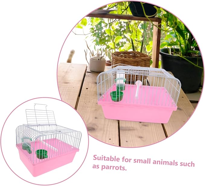 BESPORTBLE Portable Bird Cage with Food Box and Waterer Spacious Travel Carrier for Birds Metal Design for Comfortable Travel for Parrots and Lovebirds