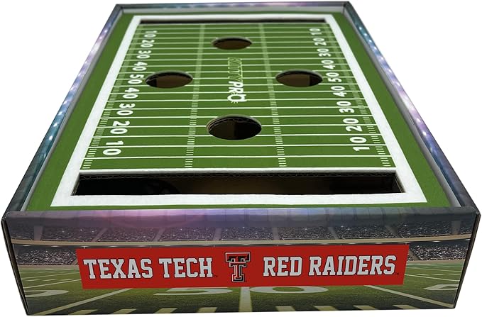 Pets First NCAA Texas Tech Red Raiders Cat Scratcher Box, Game Day Cat Toy, NCAA Football Field Designed Cat Scratcher and Lounge, Stimulating Cat Game