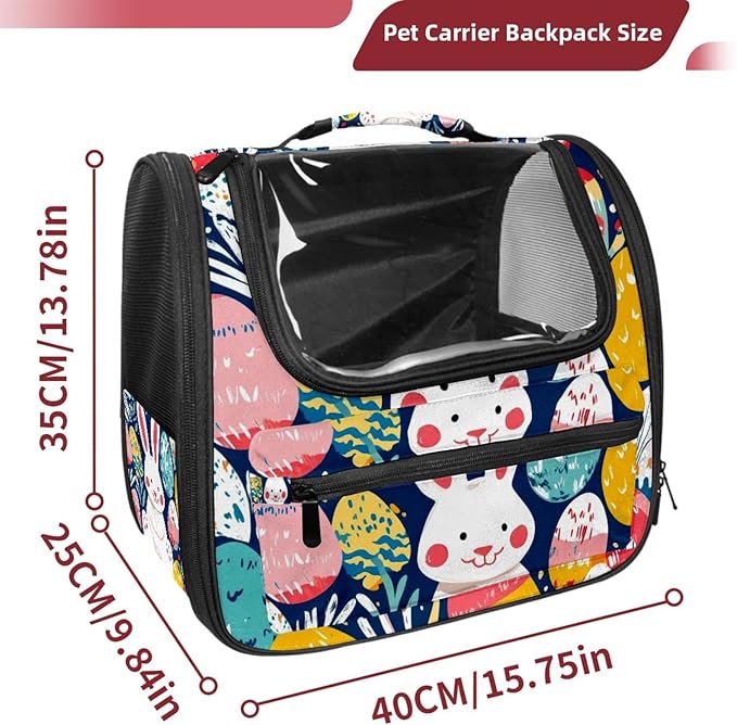 Happy Bunny (2) Cat Backpack Carrier, Breathable Cat Carrier Large Space Bubble Pet Backpack for Kitty Small Dog