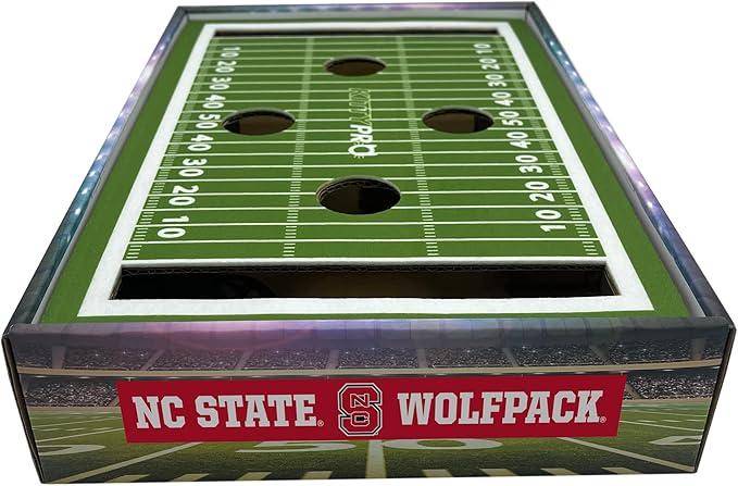 Pets First NCAA North Carolina State Wolfpack Cat Scratcher Box, Game Day Cat Toy, NCAA Football Field Designed Cat Scratcher and Lounge, Stimulating Cat Game