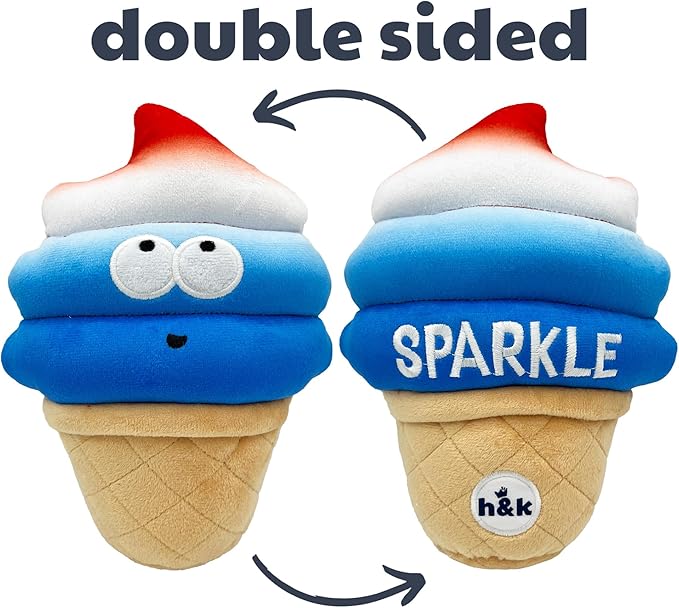 Huxley & Kent for Dogs | Fro-Yo Pawtriot Cone (Small) | Funny Dog Toy | Power Plush Dog Toy with Squeaker | Dog Gift | Fun, Durable | H&K Squeaky Dog Toy