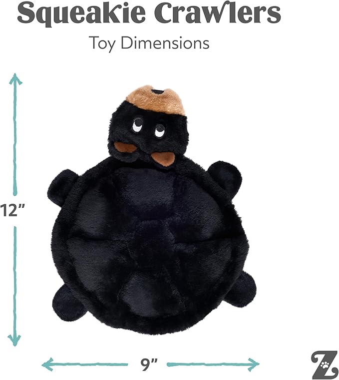 ZippyPaws Squeakie Crawler- No Stuffing Dog Toy to Keep Them Busy, for Small, Medium, & Large Dogs, Squeaky Pet Toy for Boredom, Unstuffed Chew Toy, Soft Plush Puppy Products, Bubba the Bear- 12"