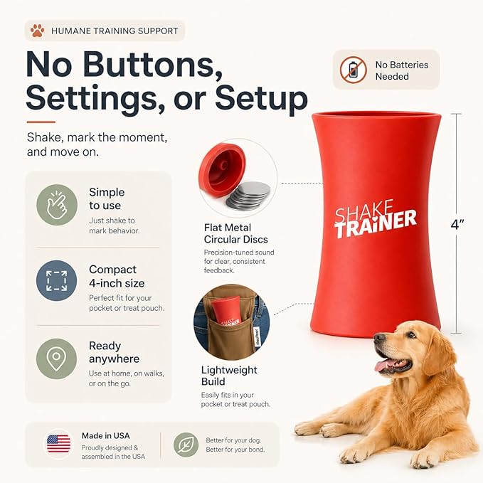 ShakeTrainer - The Original Humane Dog Training Kit with Instructional Video, Dog Training & Behavior Kit for Barking, Jumping & All Bad Habits Without Shocking or Spraying, Easy to Use, Made in USA