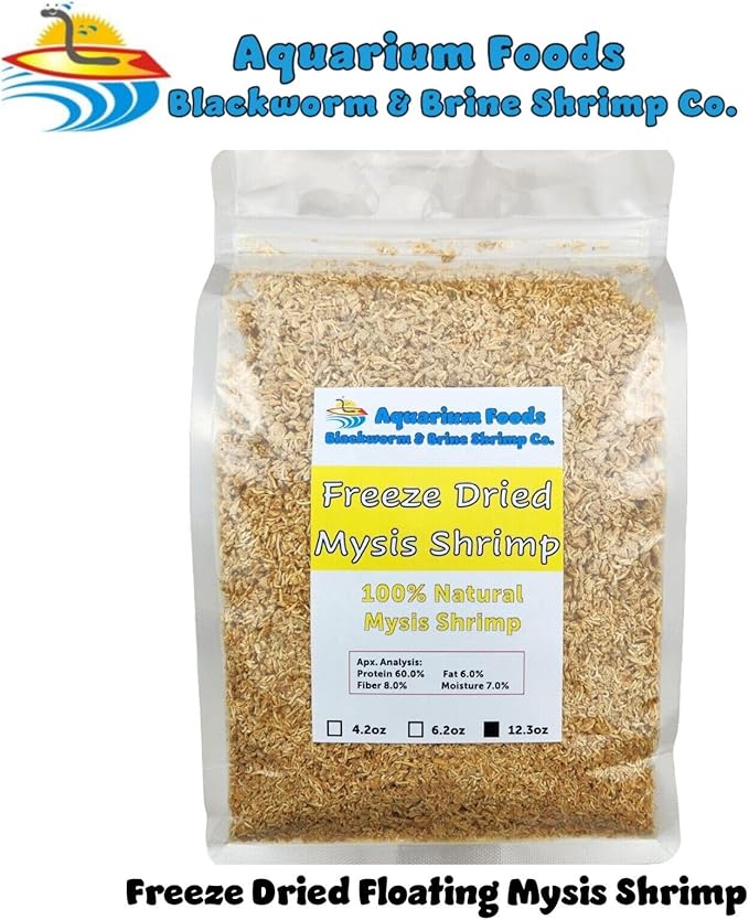 Mysis Shrimp, Floating Freeze Dried Mysis Shrimp for Marines, Corals, Anemones, All Tropical Fish, Cichlids, Discus, Tetras, Goldfish, Catfish, Koi & Pond Fish…12.3oz Clear Bag