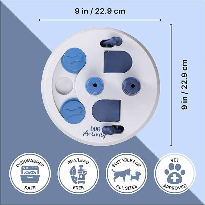 TRIXIE Flip Board Dog Activity Interactive Toy, Level 2 Food Puzzle Game, Brain Teasing Treat Dispenser, IQ and Mental Development Toy for Smart Dogs, Enrichment Toy for Boredom Busting